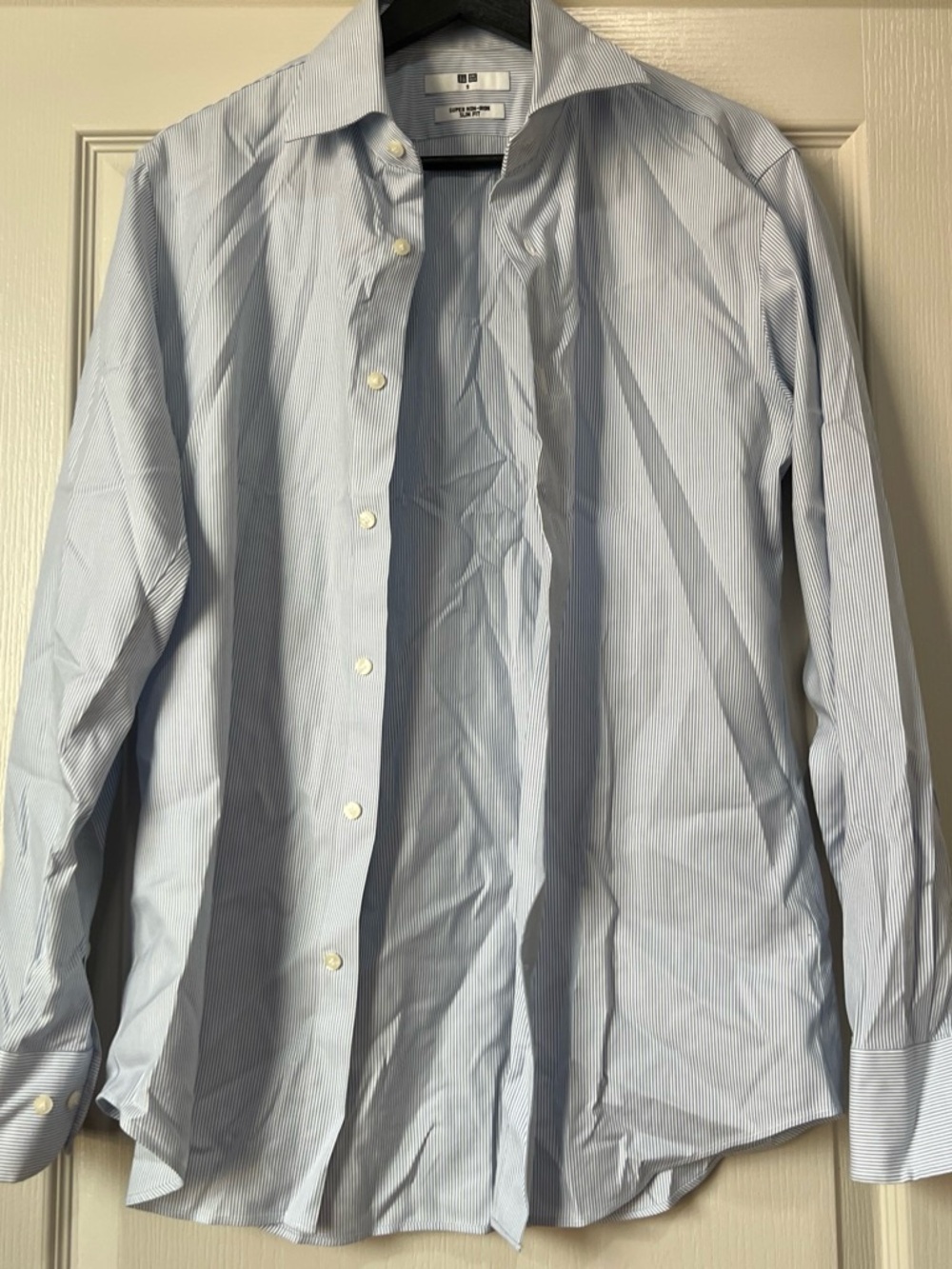 UNIQLO Men's Light Blue Pinstripe Shirt Jacket